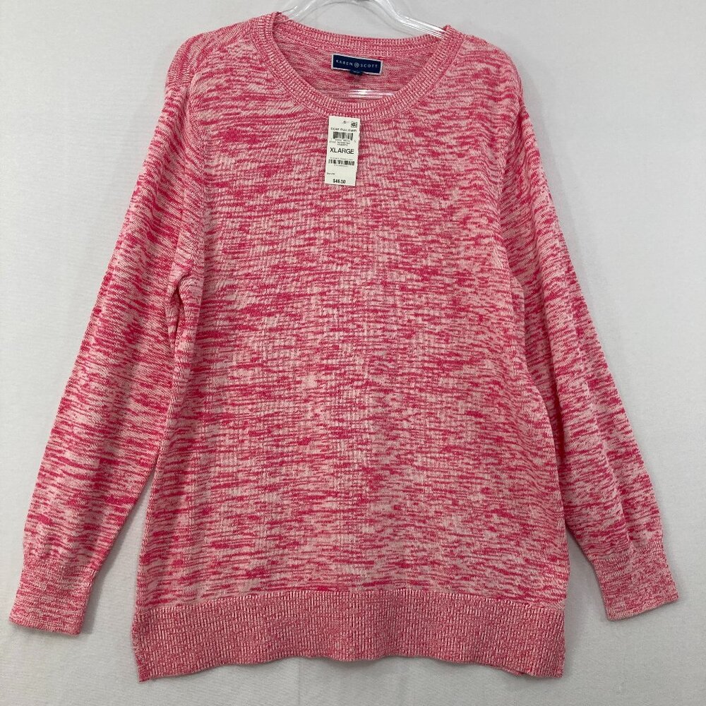 New Karen Scott size XL Pink Marble Knit Long Sleeve Crew Neck Comfy Sweater